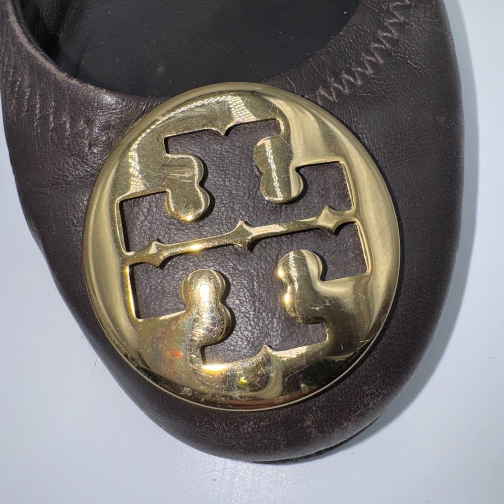 Tory Burch Reva Womens Ballet 7‎ M Black Leather Round Toe Comfort Slip On Flats - Picture 4 of 11